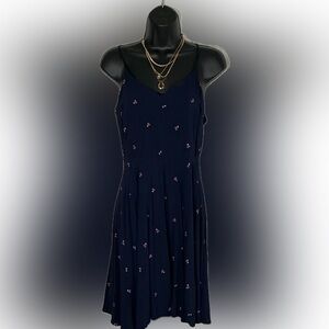 GAP Navy Midi Slip Dress Cherry Print Size Small